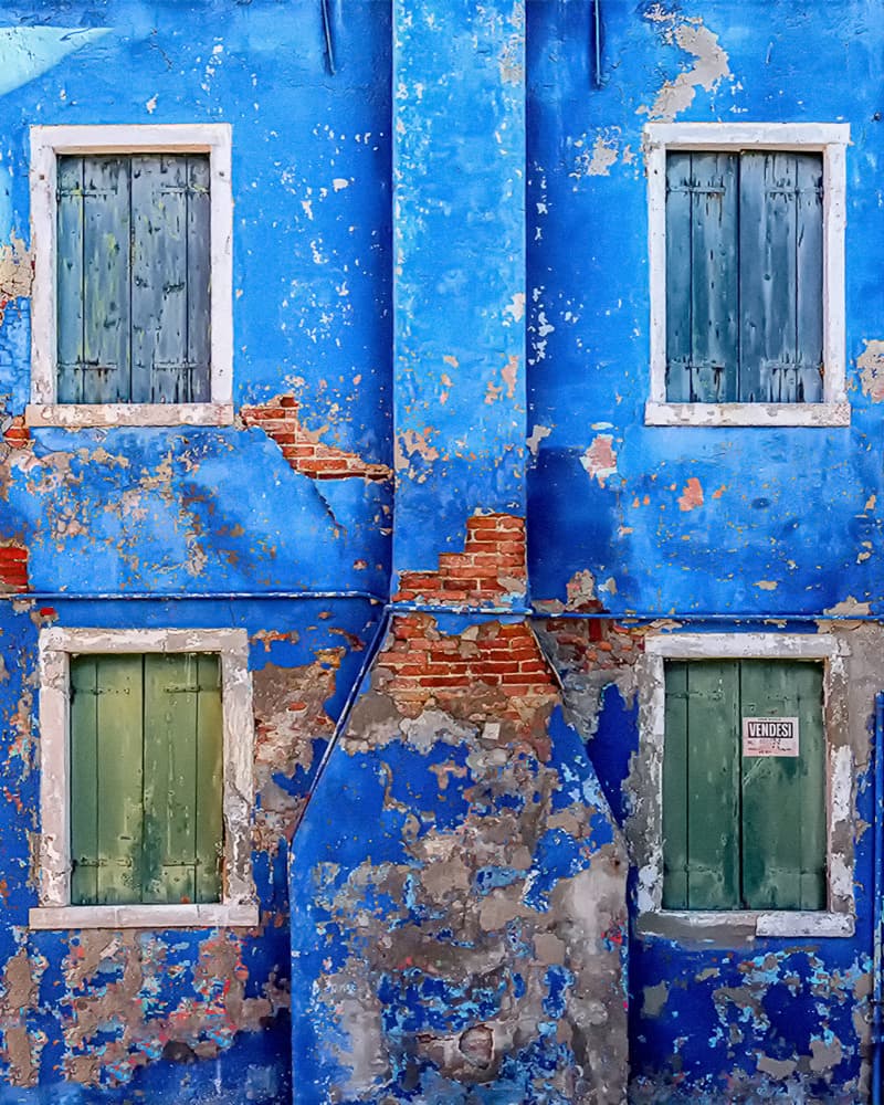 Vibrant Peeling Blue Wall by Roberto Marini — canvas wall art