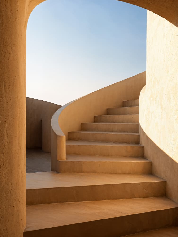 Warm Curved Stairs by Minorstep — canvas wall art