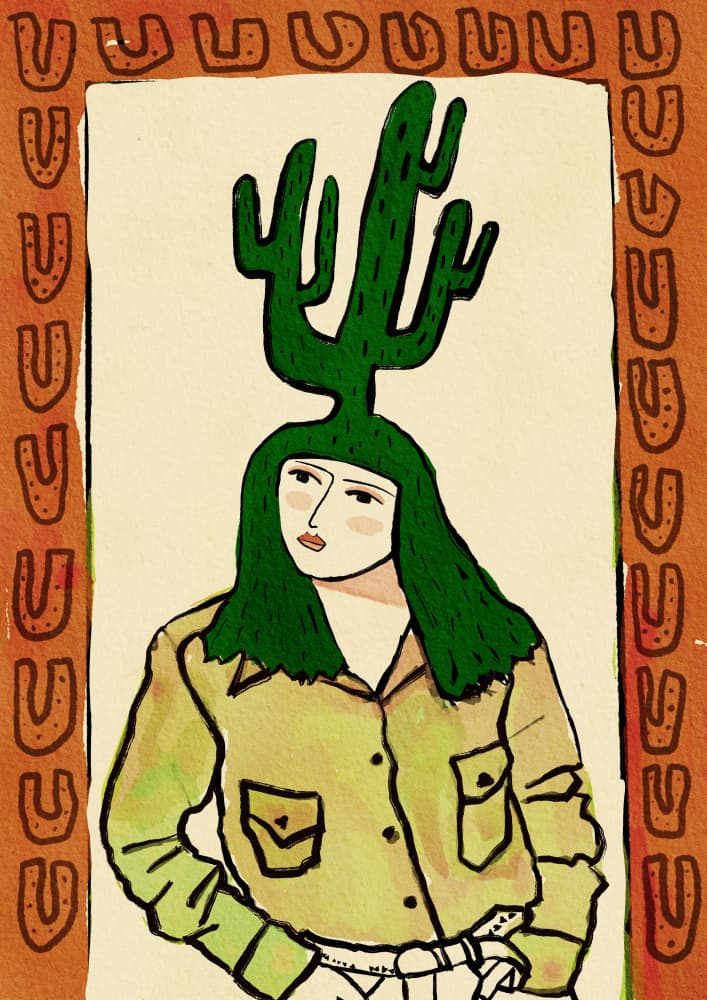 Whimsical Cactus Girl by Sharyn Bursic — canvas wall art