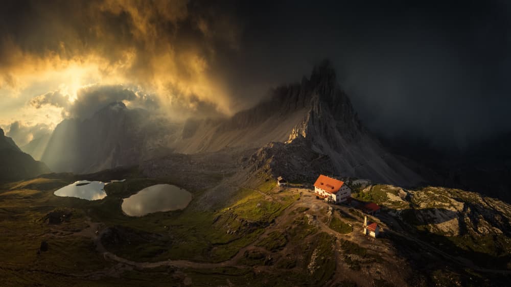 Dramatic Mountain Cabin by Tomasz Rojek — canvas wall art