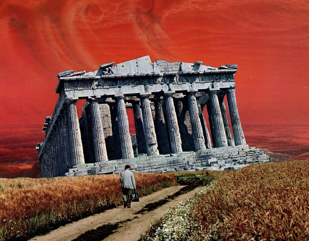 Ancient Ruins Red Sky by Mikhail Siskoff — canvas wall art