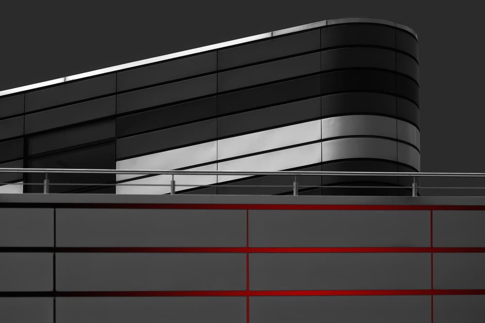 Abstract Architecture Red Stripe by Hans-Wolfgang Hawerkamp — canvas wall art