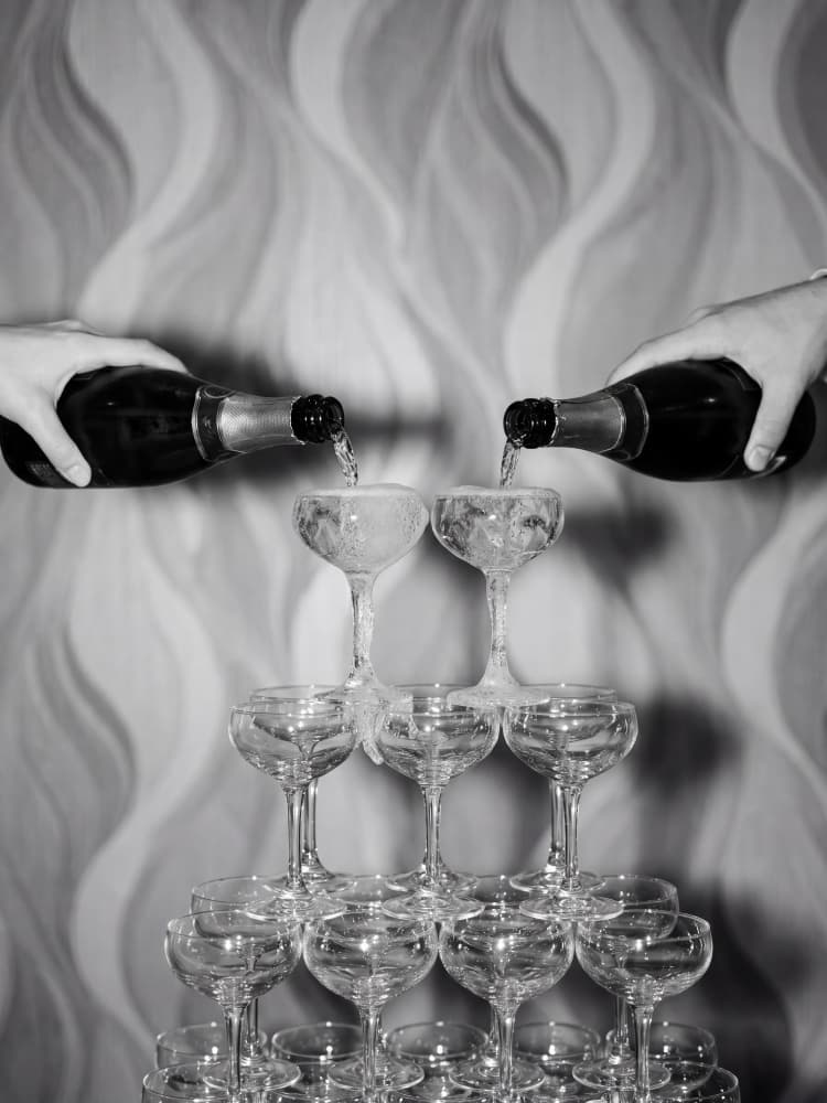 Champagne Celebration Tower by Andreas Magnusson — canvas wall art