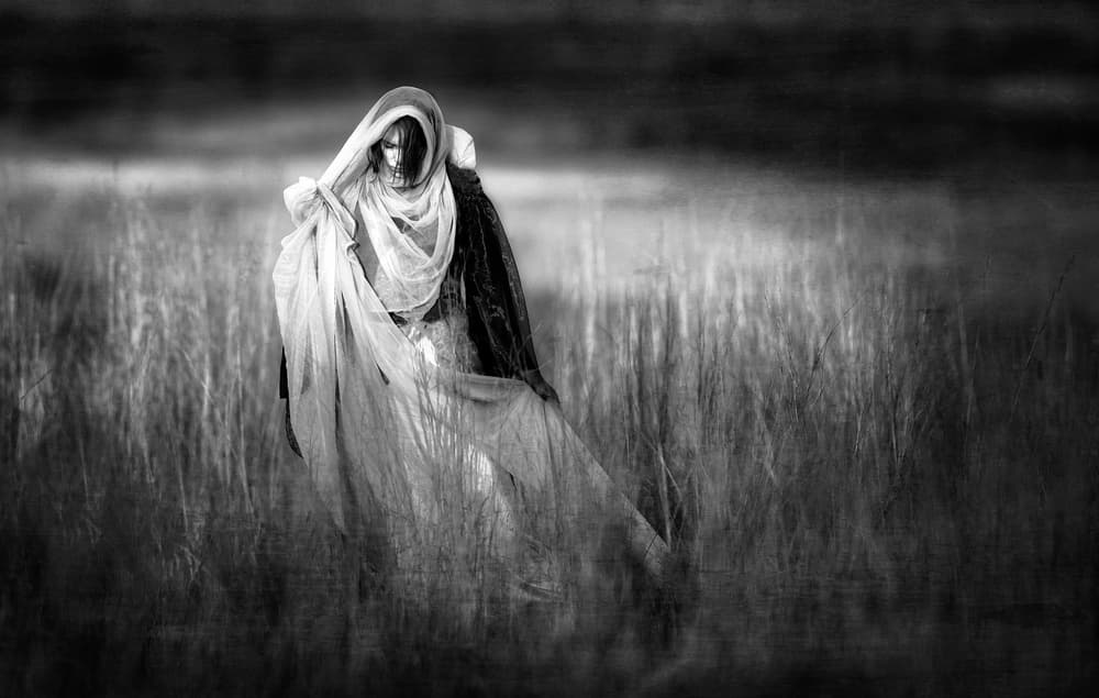 Mysterious Figure Tall Grass by Charlaine Gerber — canvas wall art