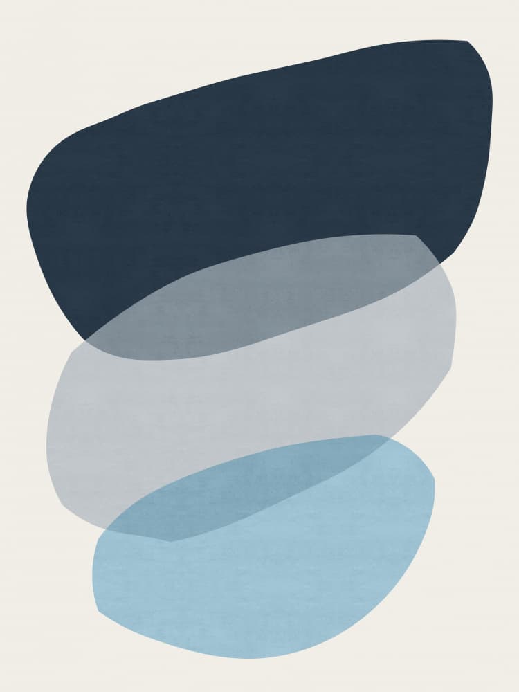 Serene Blue Shapes by Vitor Costa — canvas wall art