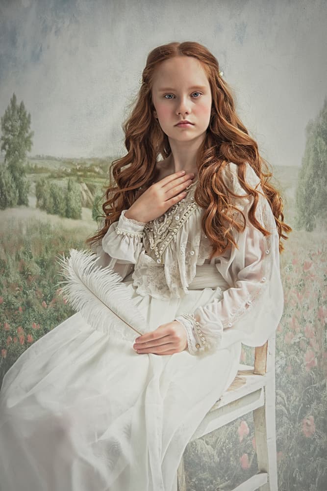 Dreamy Redhead with Feather by Carola Kayen-Mouthaan — canvas wall art