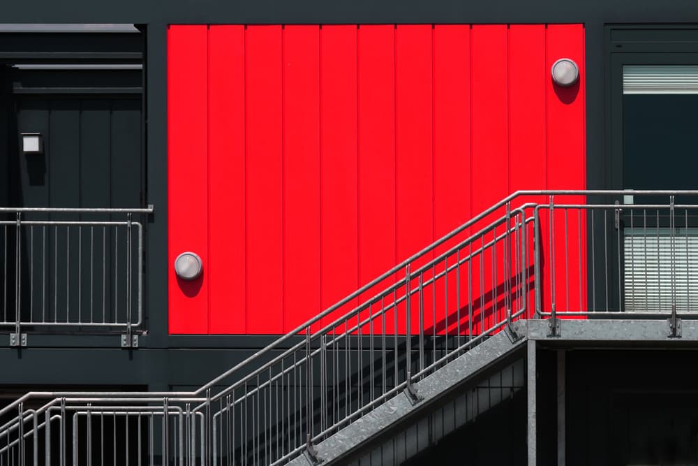 Bold Red Architecture by Hans-Wolfgang Hawerkamp — canvas wall art