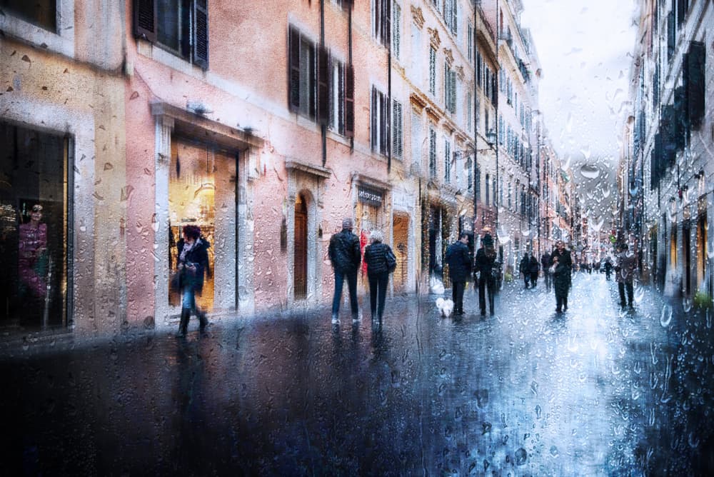 City Street Rain by Nicodemo Quaglia — canvas wall art