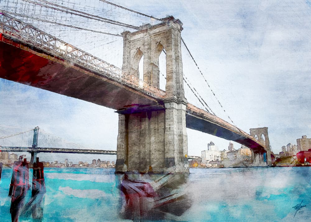 Iconic Brooklyn Bridge Waters by Osvaldo Russo — canvas wall art