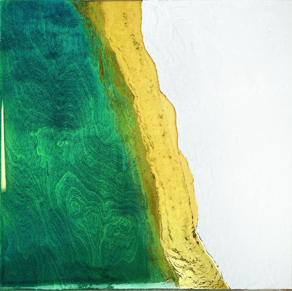 Emerald Gold Flow by Alyson Storms — canvas wall art