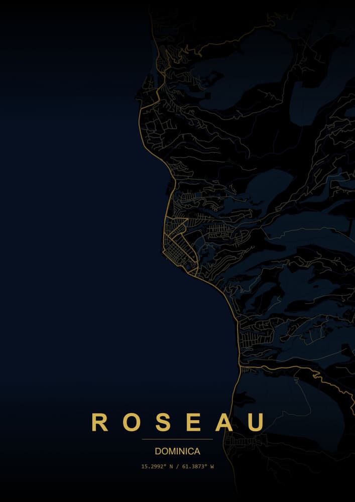 Golden Roseau Map by HUGO — canvas wall art