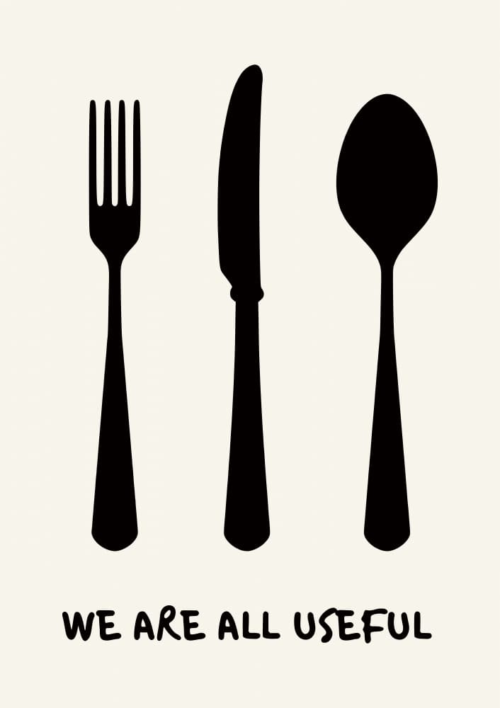 Useful Cutlery Silhouettes by Patryk Krygowski — canvas wall art
