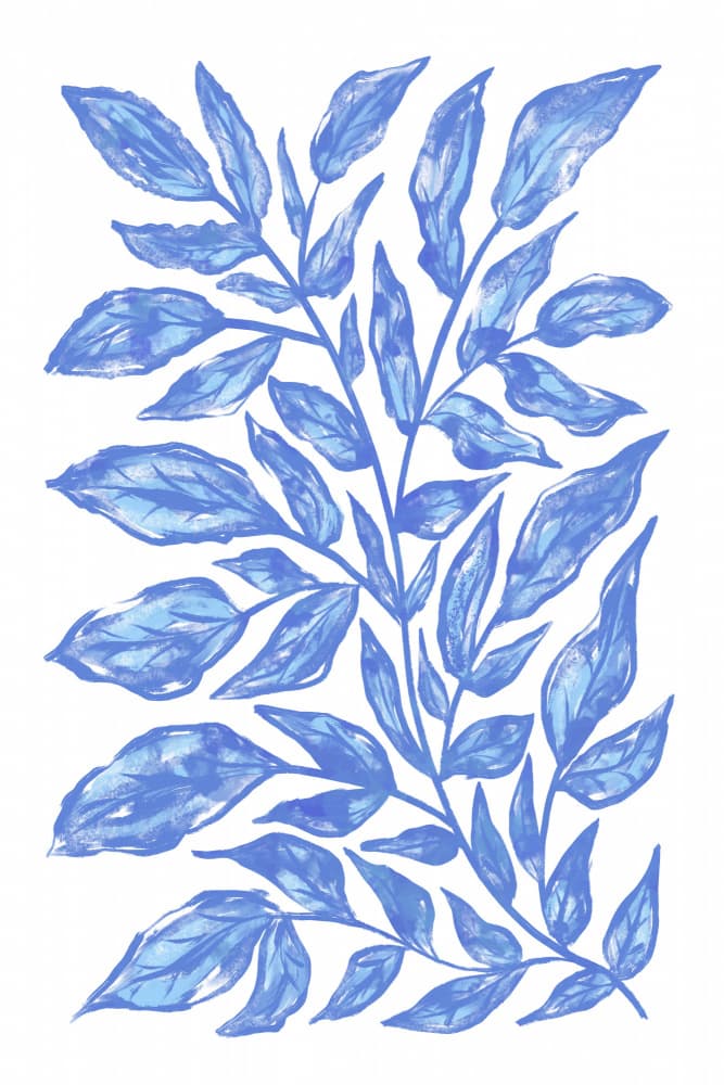 Botanical Blue Leaves by Martina — canvas wall art