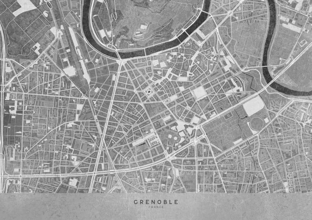 Historic Grenoble Map by Rosana Laiz Blursbyai — canvas wall art