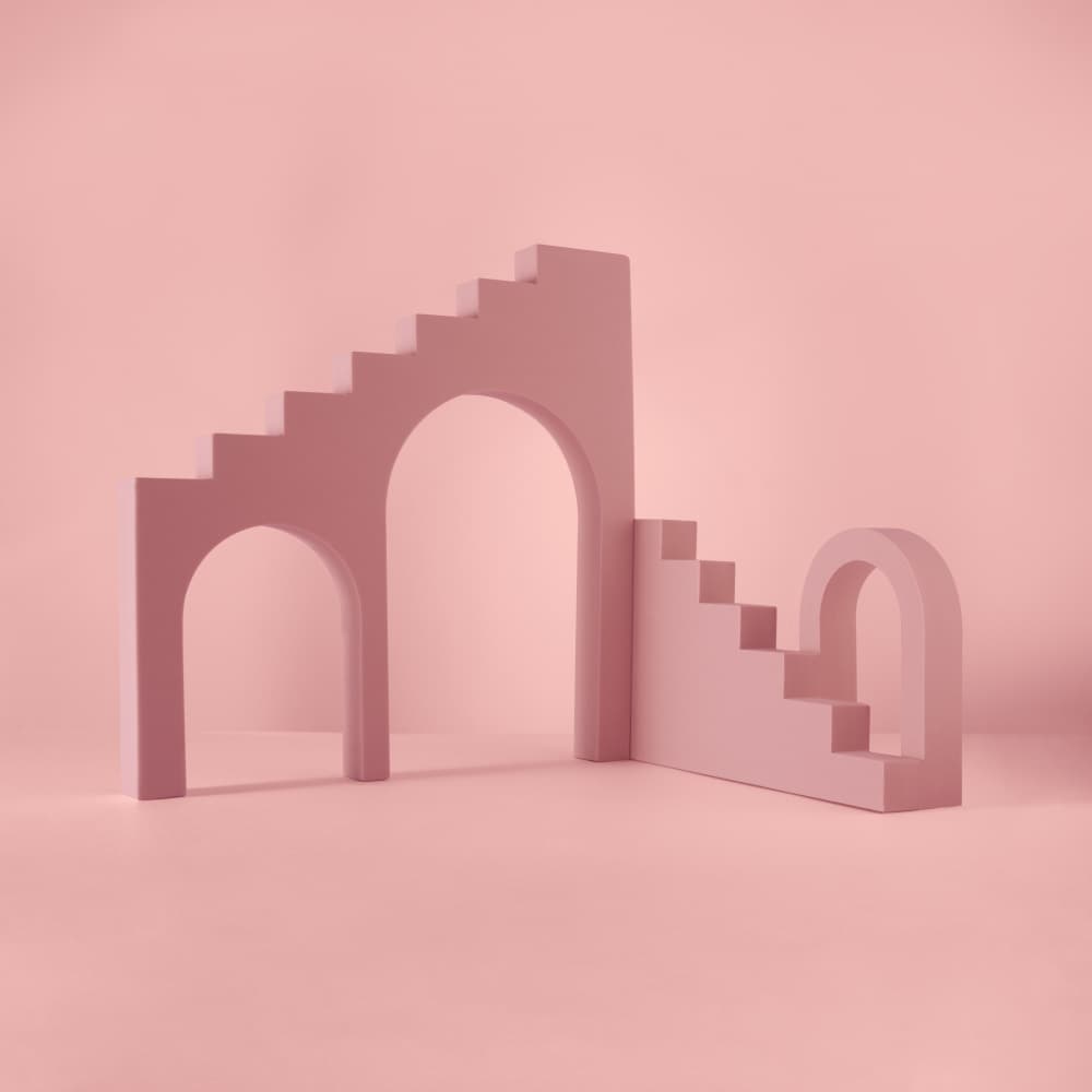 Pink Stairs and Arches by Julia Ramiro — canvas wall art