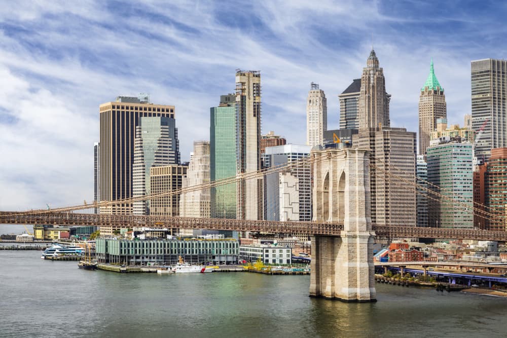 Brooklyn Bridge Cityscape by Melanie Viola — canvas wall art