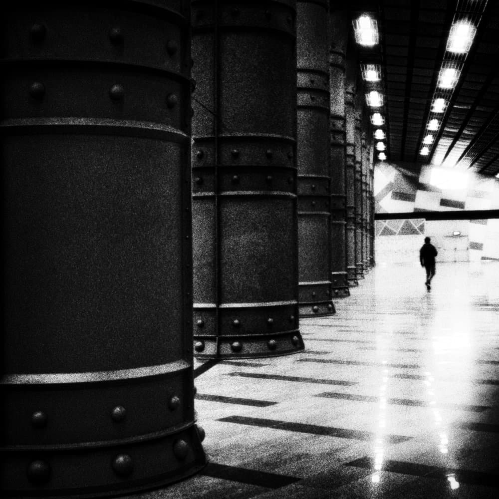 Industrial Hallway Solitude by Paulo Abrantes — canvas wall art