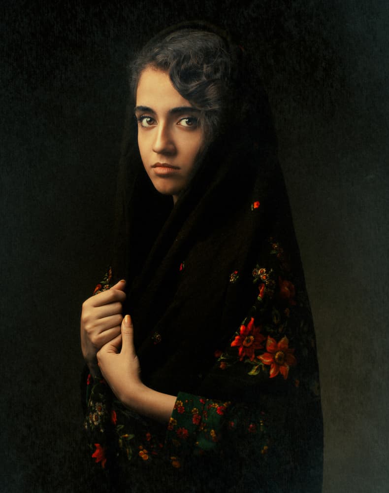 Quiet Beauty Floral Shawl by Mehdi Mokhtari — canvas wall art