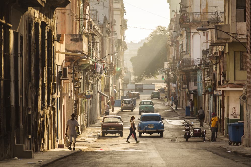 Sunlit Havana Street by Dan Mirica — canvas wall art