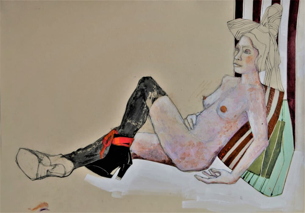 Stylish Reclining Nude by Doris Schmitz — canvas wall art