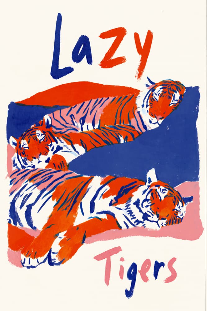 Vibrant Lazy Tigers by Treechild — canvas wall art