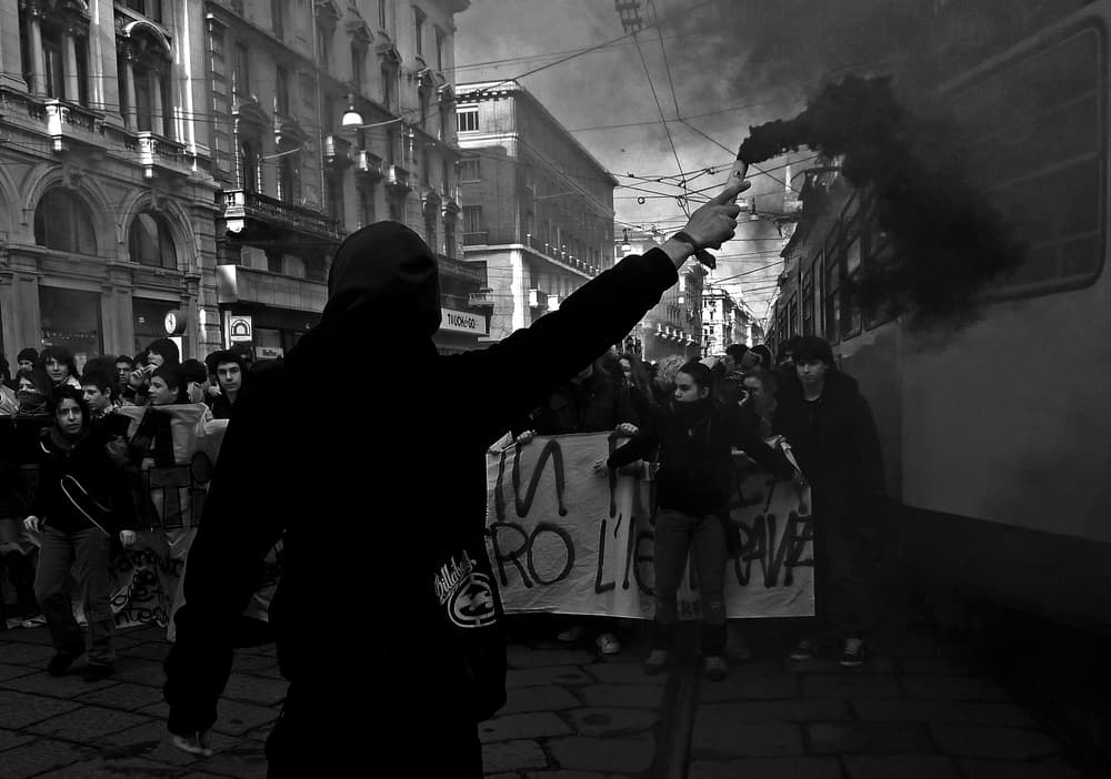 Dramatic Street Protest by Giorgio Pizzocaro — canvas wall art