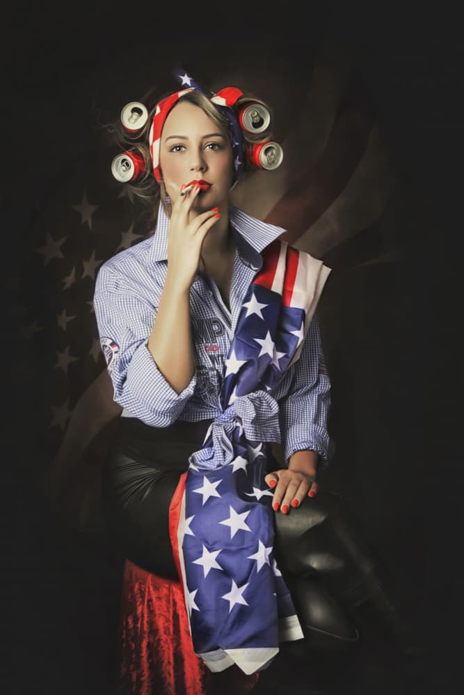 Patriotic Pinup Beauty by Carola Kayen-Mouthaan — canvas wall art