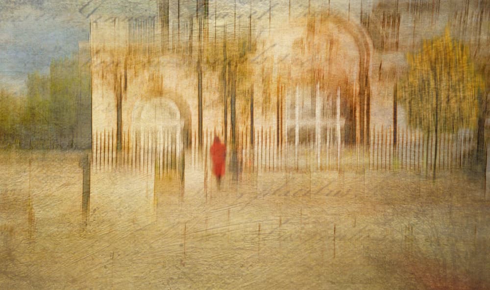Red Coat City Dream by Anette Ohlendorf — canvas wall art