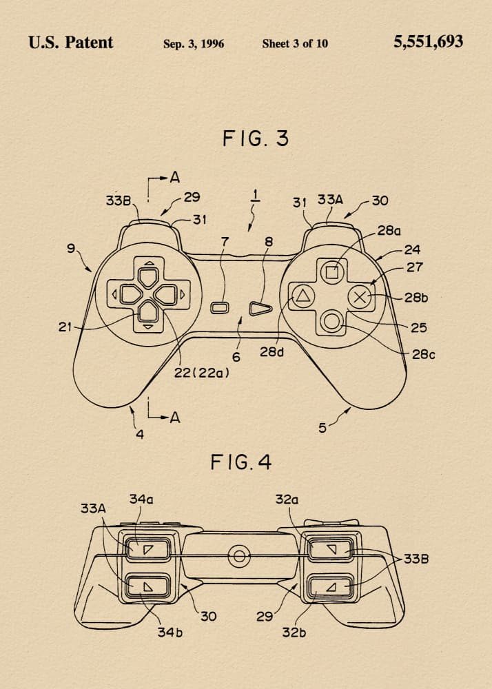 Classic Game Controller Patent by Andreas Magnusson — canvas wall art