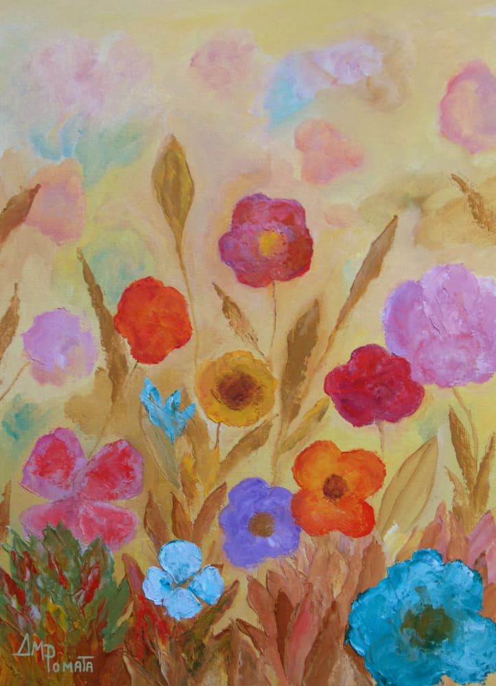 Vibrant Garden Blooms by Angeles M. Pomata — canvas wall art
