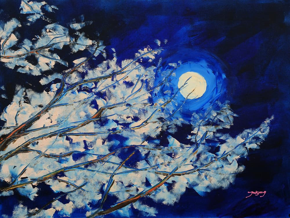 Moonlit Winter Branches by Jukyong Park — canvas wall art