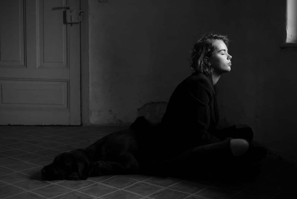 Serene Woman and Dog by Małgorzata Masarz — canvas wall art