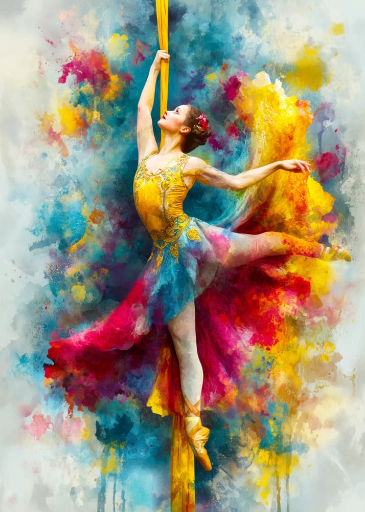 Expressive Watercolor Aerialist by Justyna Jaszke — canvas wall art