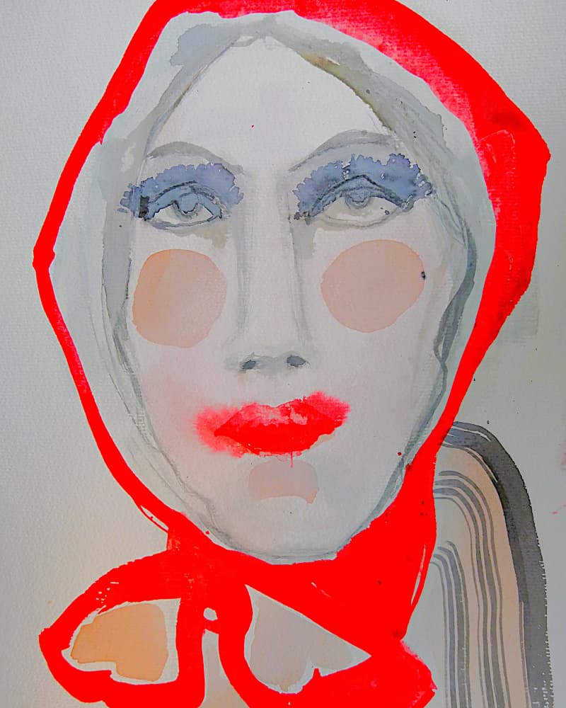Stylish Red Scarf by Doris Schmitz — canvas wall art