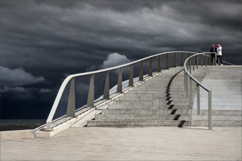 Curved Stairs Dark Sky by Gilbert Claes — canvas wall art