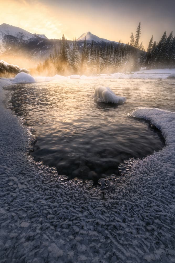 Golden Winter River by Damon Hao — canvas wall art