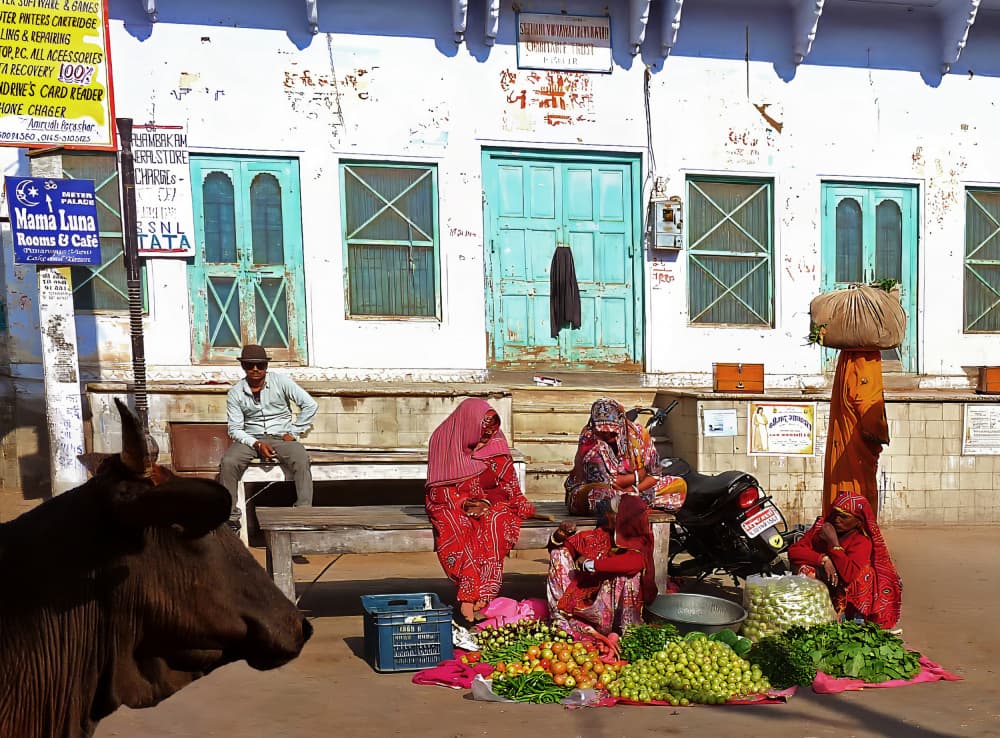Vibrant Indian Market by Giorgio Pizzocaro — canvas wall art
