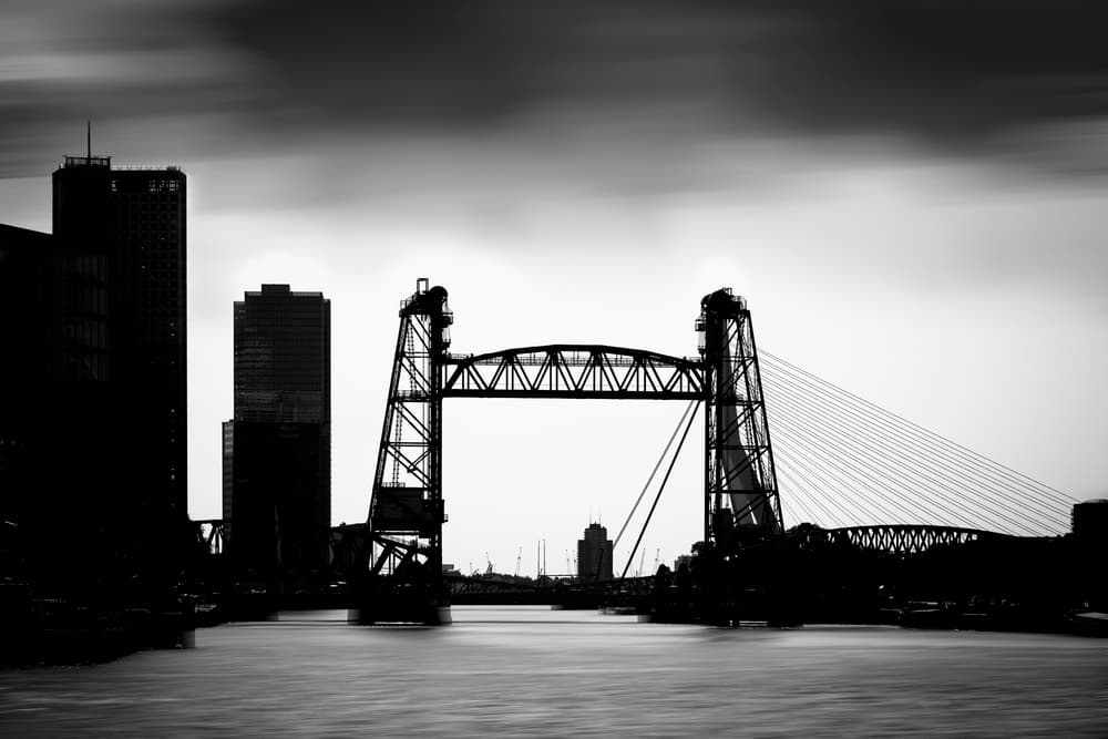 Rotterdam Bridge Silhouette by Greetje van Son — canvas wall art