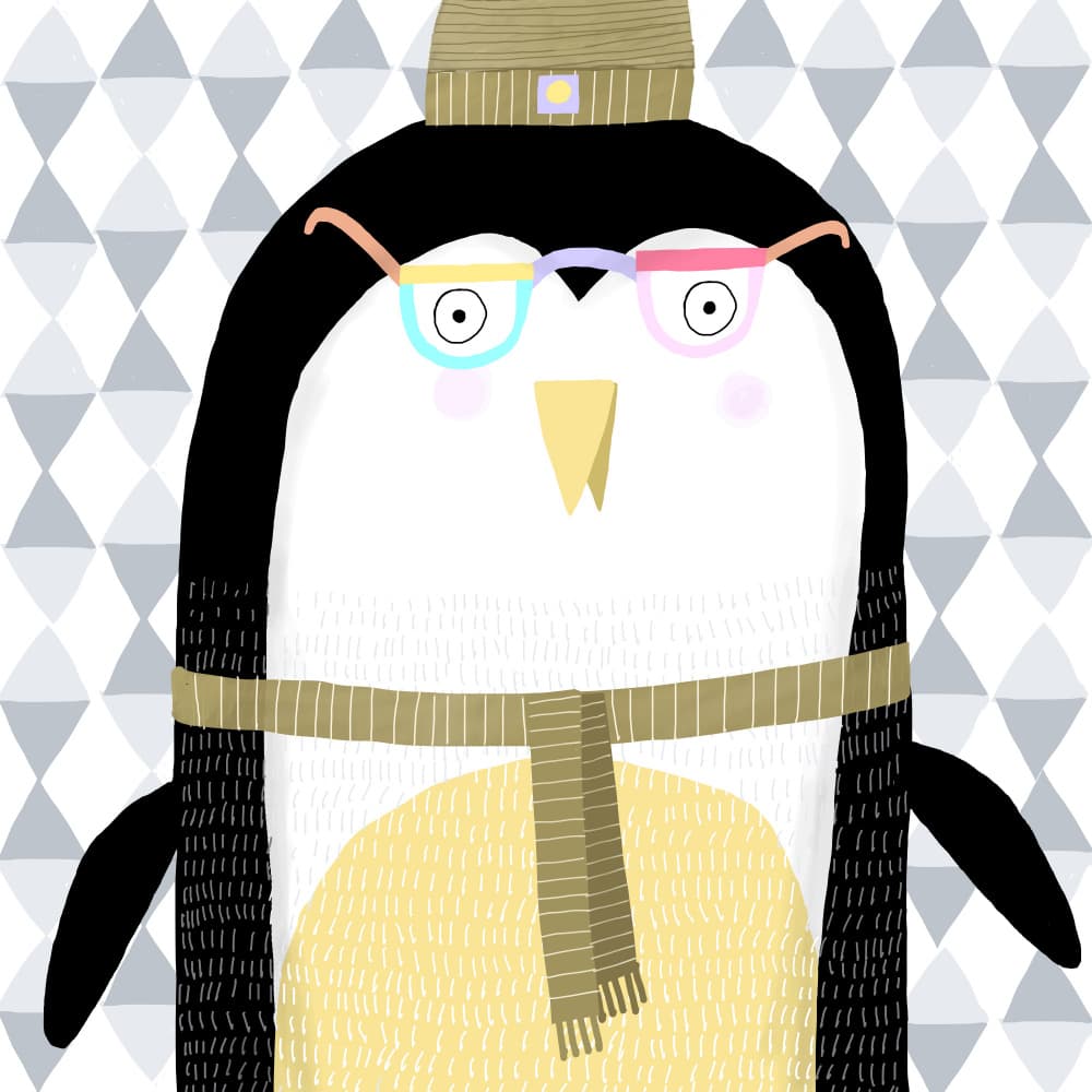 Cute Penguin With Glasses by Carla Daly — canvas wall art