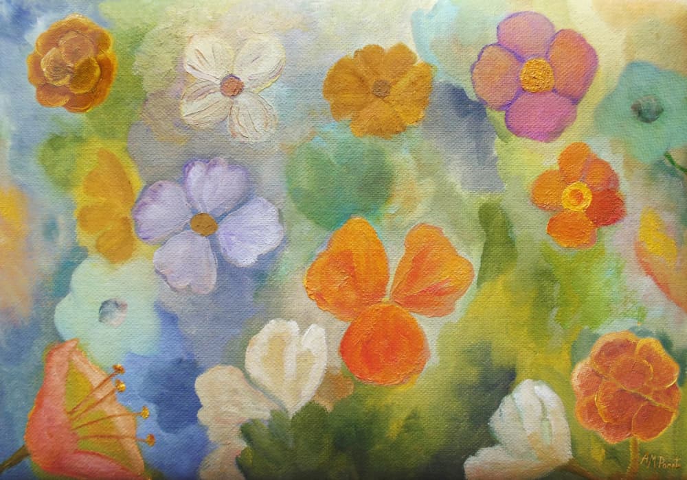 Vibrant Garden Blooms by Angeles M. Pomata — canvas wall art