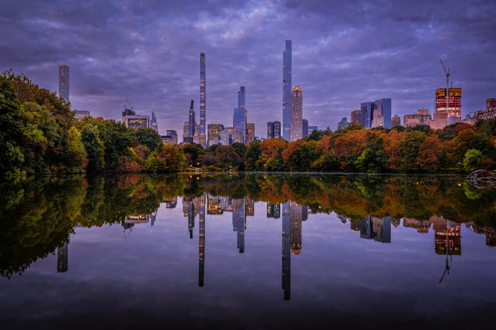 Central Park Dusk Reflection by Rene Tenteris — canvas wall art