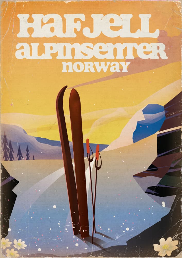 Vintage Ski Norway Landscape by Nicholas — canvas wall art