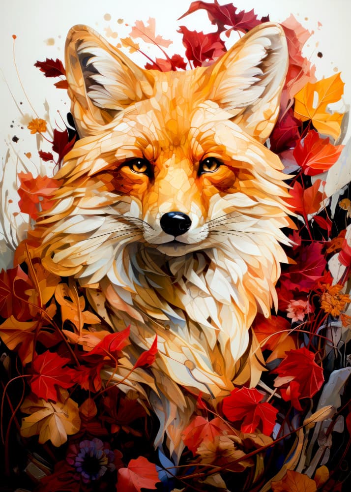 Vibrant Autumn Fox by Justyna Jaszke — canvas wall art