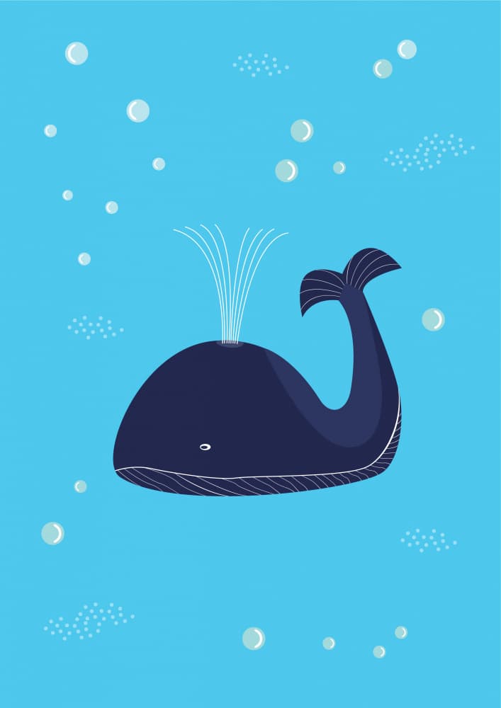 Cute Blue Whale by Magdalena Herichova — canvas wall art
