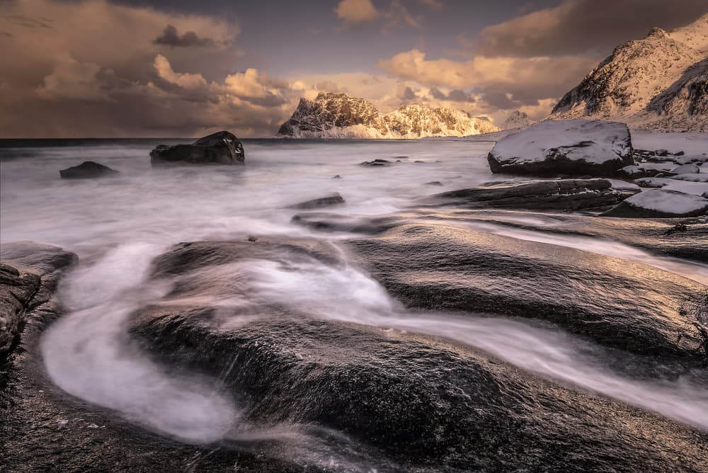 Golden Winter Coast by Tom Meier — canvas wall art