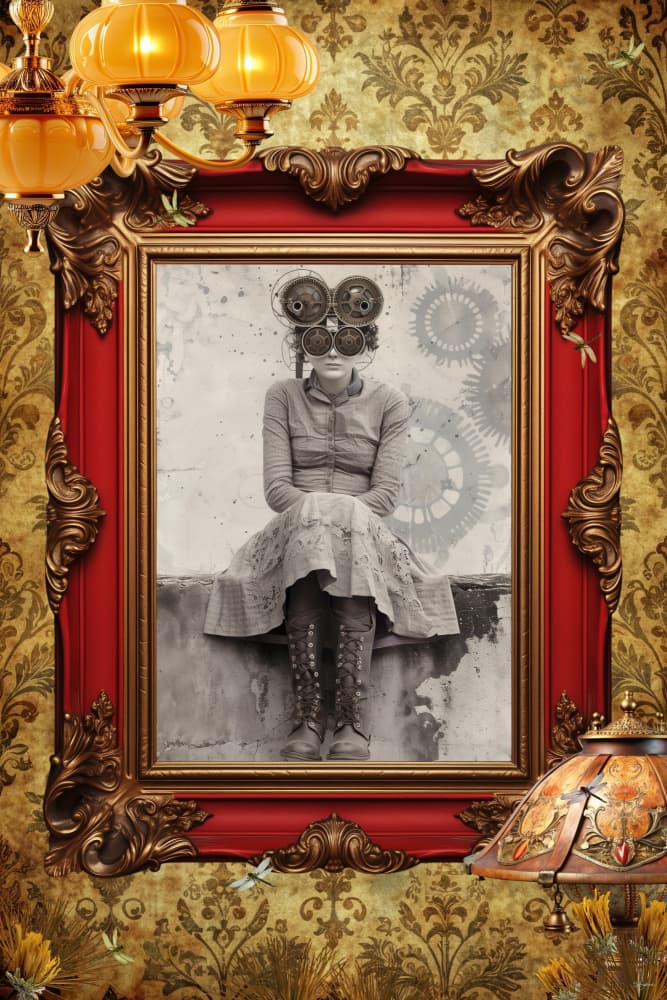 Vintage Steampunk Portrait by Sue Skellern — canvas wall art