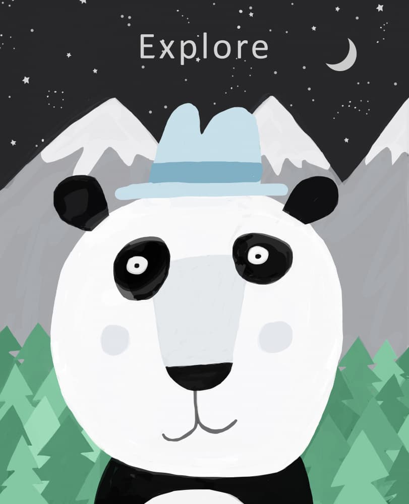 Panda Explore Night Sky by Carla Daly — canvas wall art