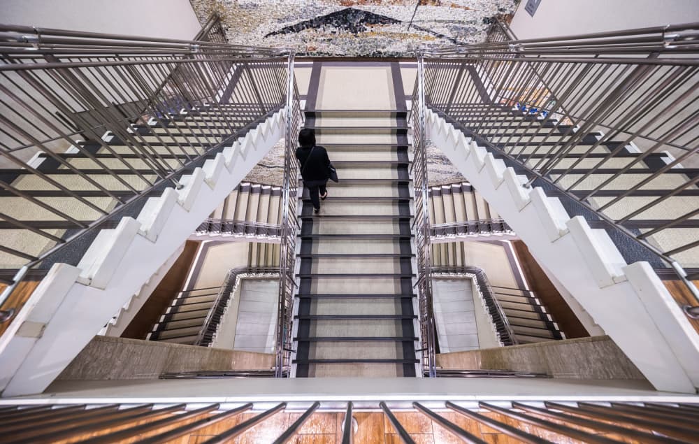 Ascending Modern Staircase by Michiko Ôtomo — canvas wall art