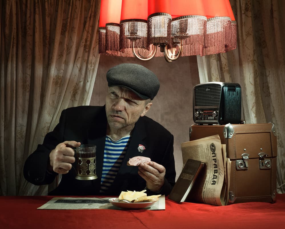 Thoughtful Soviet Man Portrait by Viktor Cherkasov — canvas wall art