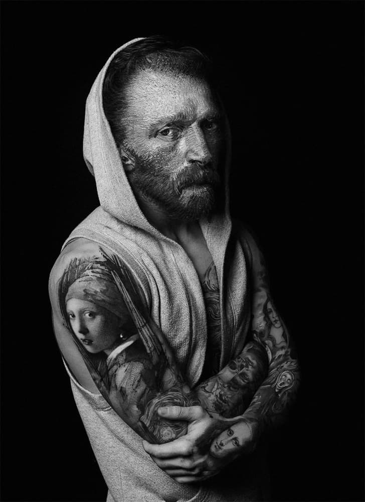 Bearded Man Art Tattoos by Paste in Place — canvas wall art